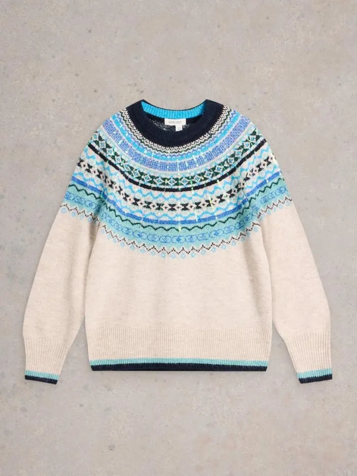 White Stuff Knitwear FROSTED FAIRISLE JUMPER Natural Multi 8211 Women White Stuff Knitwear FROSTED FAIRISLE JUMPER Natural Multi 8211 Women