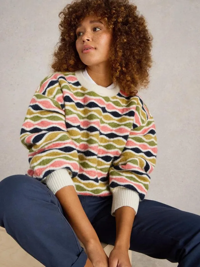 White Stuff Knitwear GINA GEO JUMPER Natural Multi 8211 Women