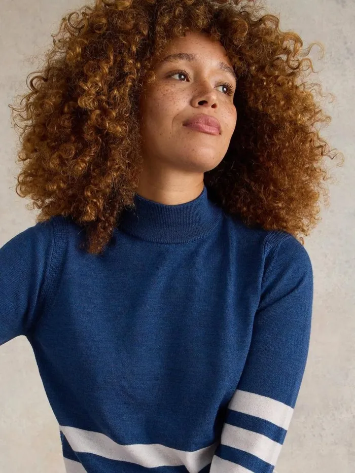 White Stuff Knitwear ROLL NECK MERINO JUMPER Blue Multi 8211 Women White Stuff Knitwear ROLL NECK MERINO JUMPER Blue Multi 8211 Women