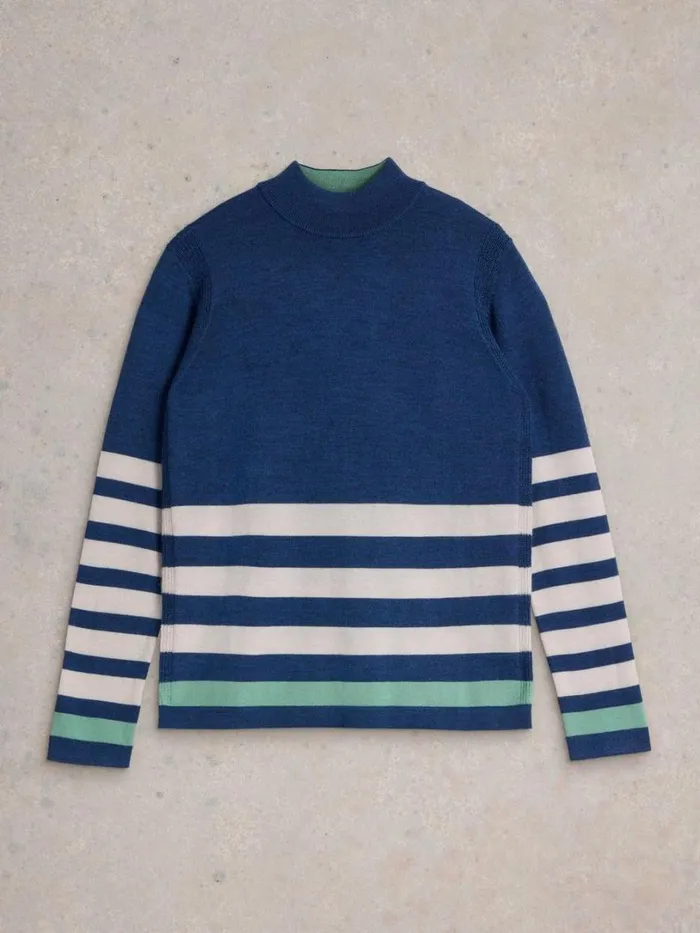 White Stuff Knitwear ROLL NECK MERINO JUMPER Blue Multi 8211 Women White Stuff Knitwear ROLL NECK MERINO JUMPER Blue Multi 8211 Women