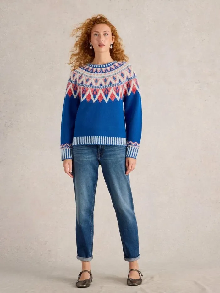 White Stuff Knitwear SAPPHIRE FAIRISLE JUMPER Blue Multi 8211 Women