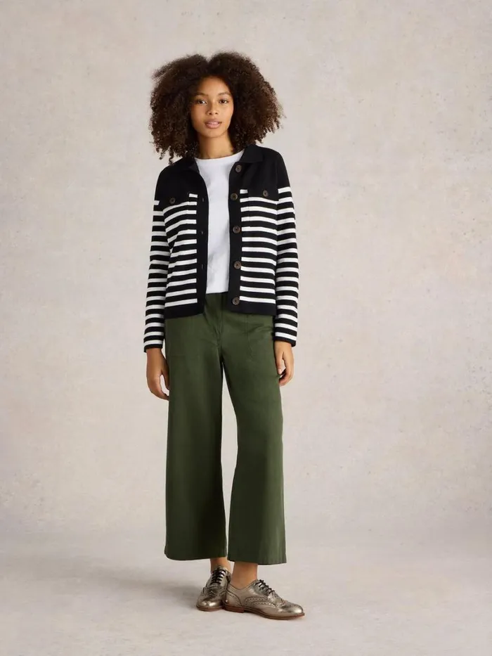 White Stuff Knitwear SARA STRIPE KNITTED SHACKET Black Multi 8211 Women