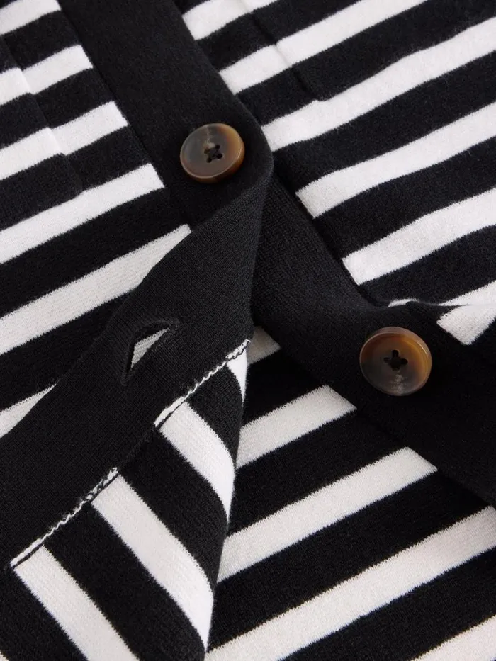 White Stuff Knitwear SARA STRIPE KNITTED SHACKET Black Multi 8211 Women