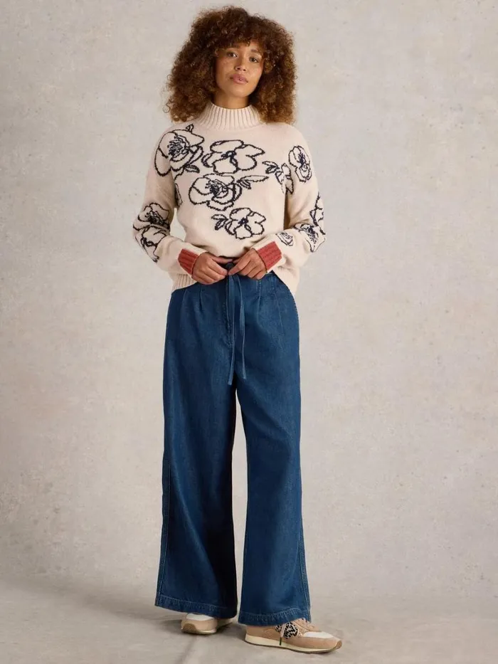 White Stuff Knitwear SPRIG FLORAL JUMPER Natural Multi 8211 Women