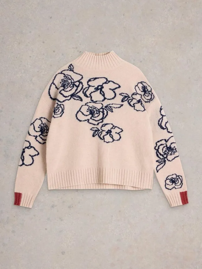 White Stuff Knitwear SPRIG FLORAL JUMPER Natural Multi 8211 Women