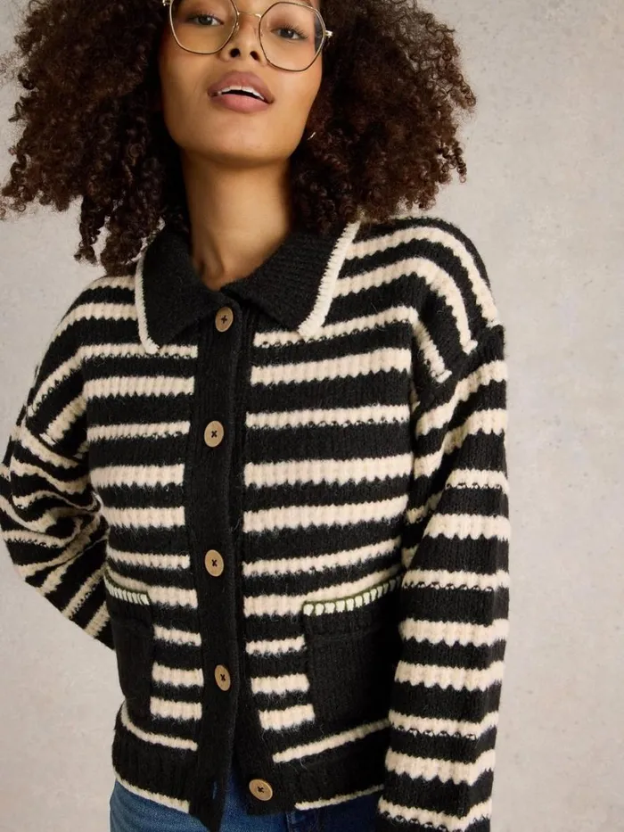 White Stuff Knitwear TYLER CARDI Black Multi 8211 Women
