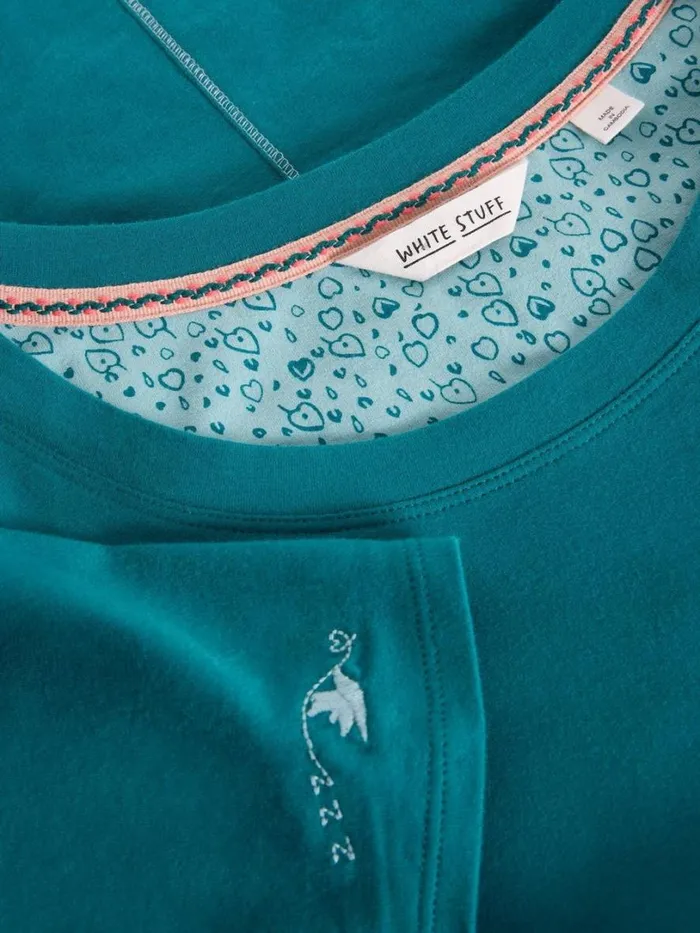 White Stuff Nightwear Eva Jersey PJ Top Mid Teal 8211 Women