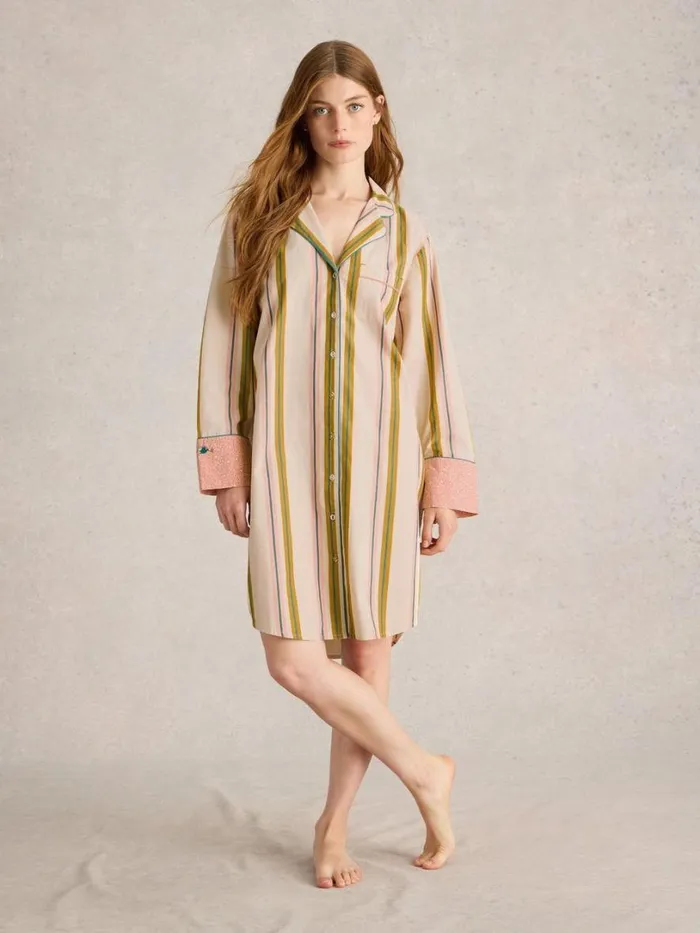 White Stuff Nightwear Nina Organic Stripe Nightie Ivory Multi 8211 Women