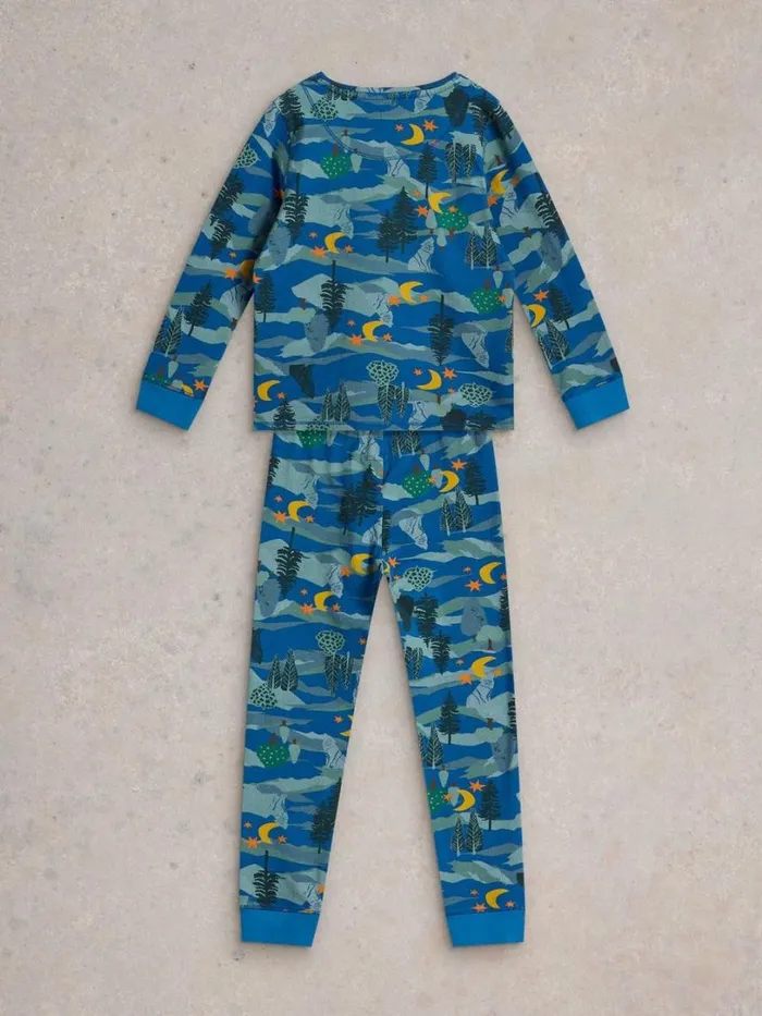 White Stuff Pyjamas Wolf Moon PJ Set Blue Print 8211 Kids