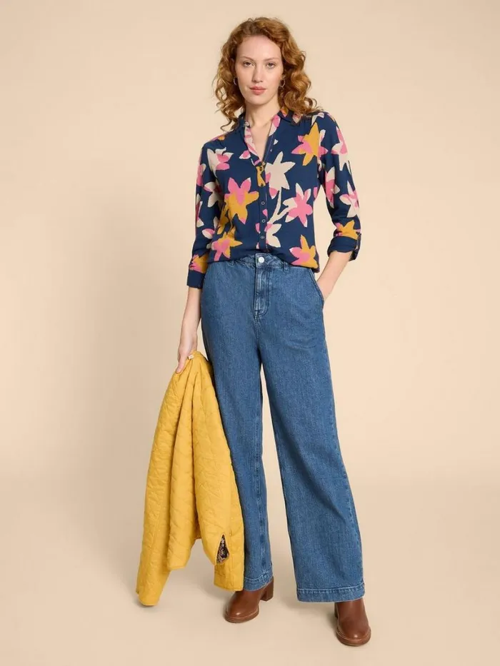 White Stuff Shirts and Blouses ANNIE JERSEY PRINT SHIRT Navy Print 8211 Women