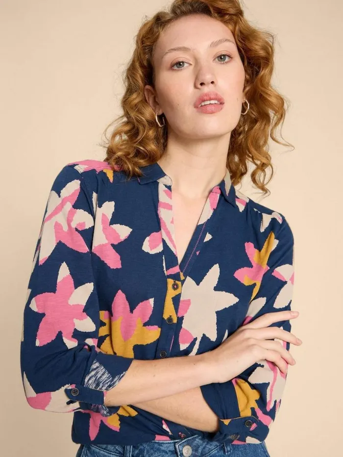 White Stuff Shirts and Blouses ANNIE JERSEY PRINT SHIRT Navy Print 8211 Women