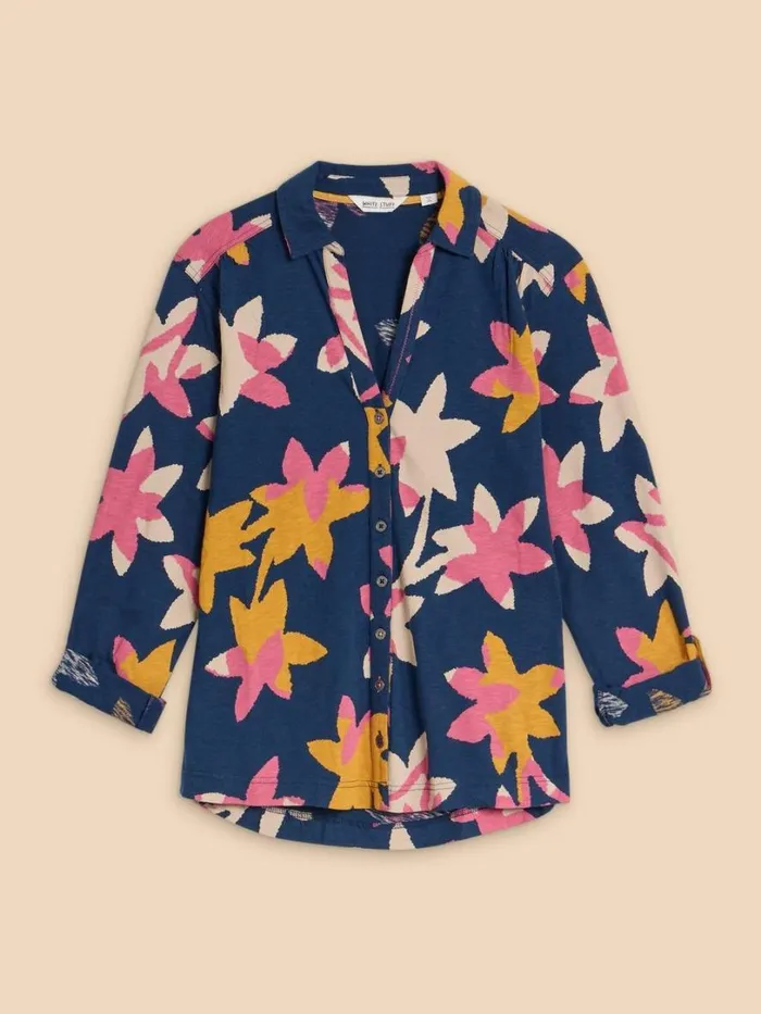 White Stuff Shirts and Blouses ANNIE JERSEY PRINT SHIRT Navy Print 8211 Women