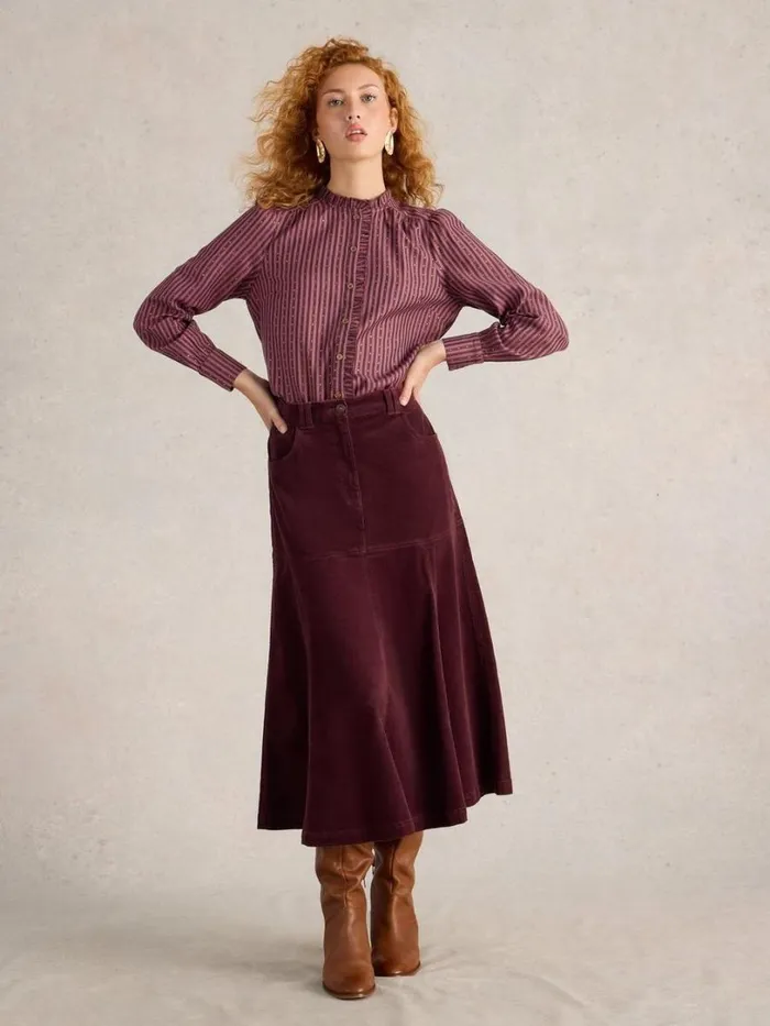 White Stuff Shirts and Blouses Aster Metallic Stripe Shirt Plum Multi 8211 Women