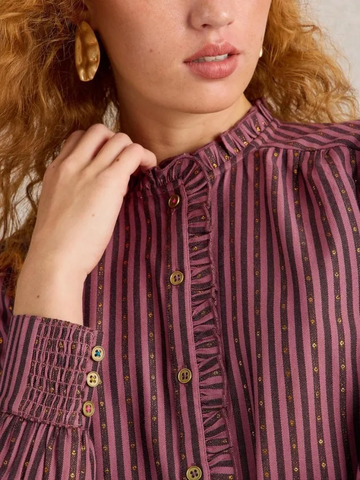 White Stuff Shirts and Blouses Aster Metallic Stripe Shirt Plum Multi 8211 Women White Stuff Shirts and Blouses Aster Metallic Stripe Shirt Plum Multi 8211 Women