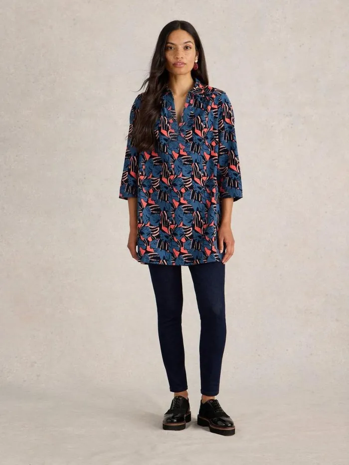 White Stuff Shirts and Blouses Blaire Cord Tunic Navy Print 8211 Women