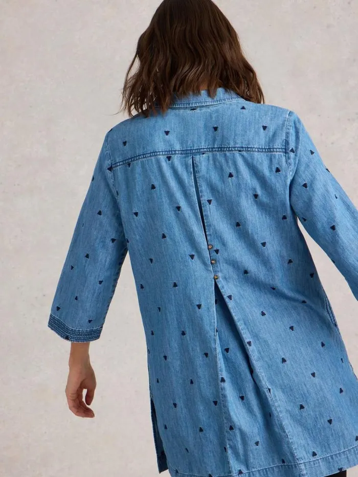 White Stuff Shirts and Blouses Blaire Denim Embroidered Tunic Mid Denim 8211 Women