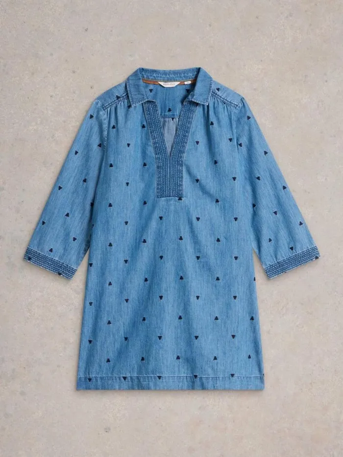 White Stuff Shirts and Blouses Blaire Denim Embroidered Tunic Mid Denim 8211 Women