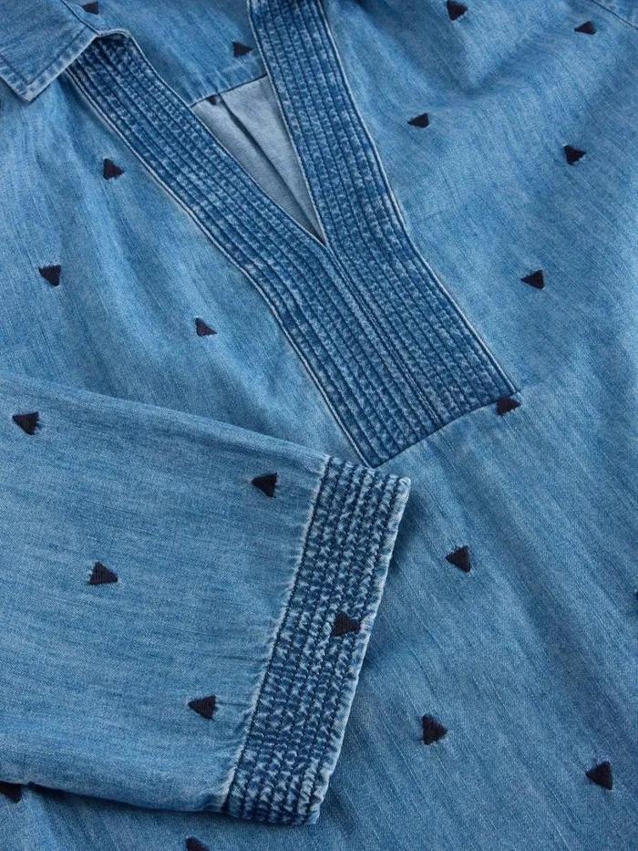 White Stuff Shirts and Blouses Blaire Denim Embroidered Tunic Mid Denim 8211 Women
