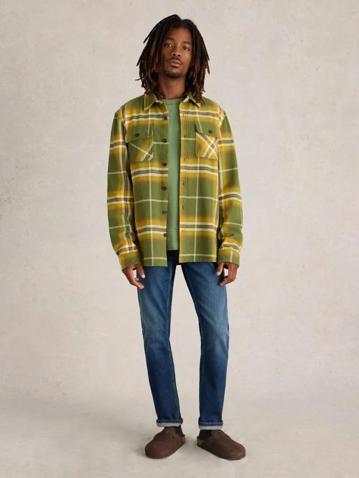 White Stuff Shirts Darwen Check Woven Overshirt Green Multi 8211 Men