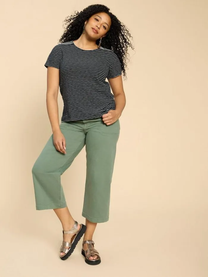White Stuff Tops and Tees ABBIE EMBROIDERED STRIPE TEE Ivory Multi 8211 Women