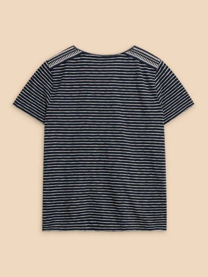 White Stuff Tops and Tees ABBIE EMBROIDERED STRIPE TEE Ivory Multi 8211 Women