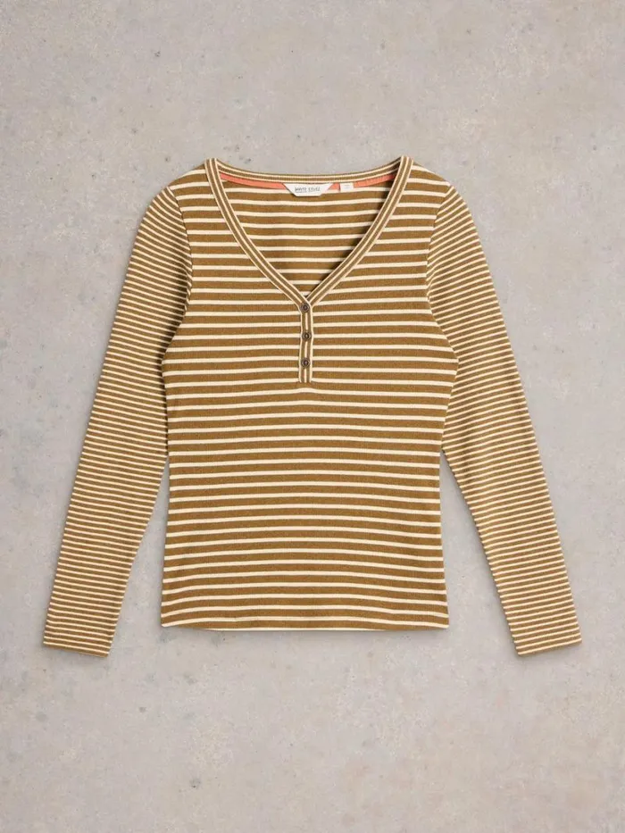 White Stuff Tops and Tees HALLEY RIB STRIPE HENLEY Chartreuse Multi 8211 Women White Stuff Tops and Tees HALLEY RIB STRIPE HENLEY Chartreuse Multi 8211 Women