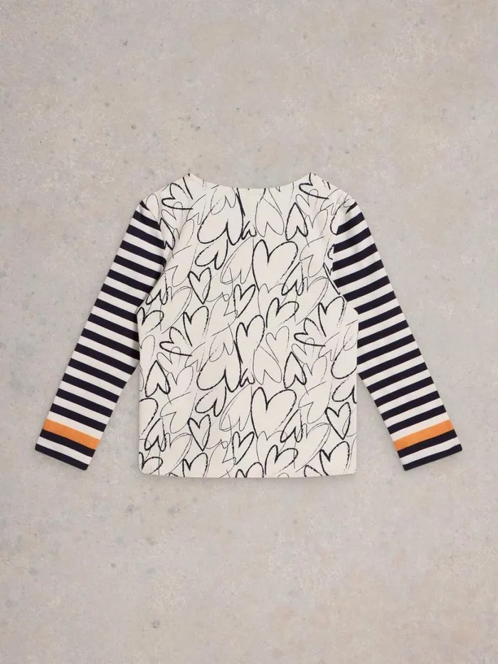 White Stuff Tops LS Heart Stripe Tee White Multi 8211 Kids White Stuff Tops LS Heart Stripe Tee White Multi 8211 Kids