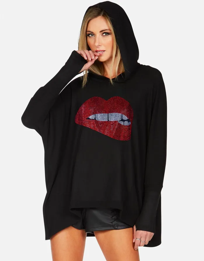 Wilma X Crystal Biting Lip Black Women039s Lauren Moshi Long Sleeve