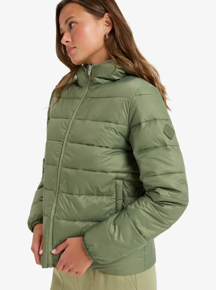 Wind Bliss 8211 Hooded Padded Jacket Oil Green WomenKids Roxy Jackets and Coats