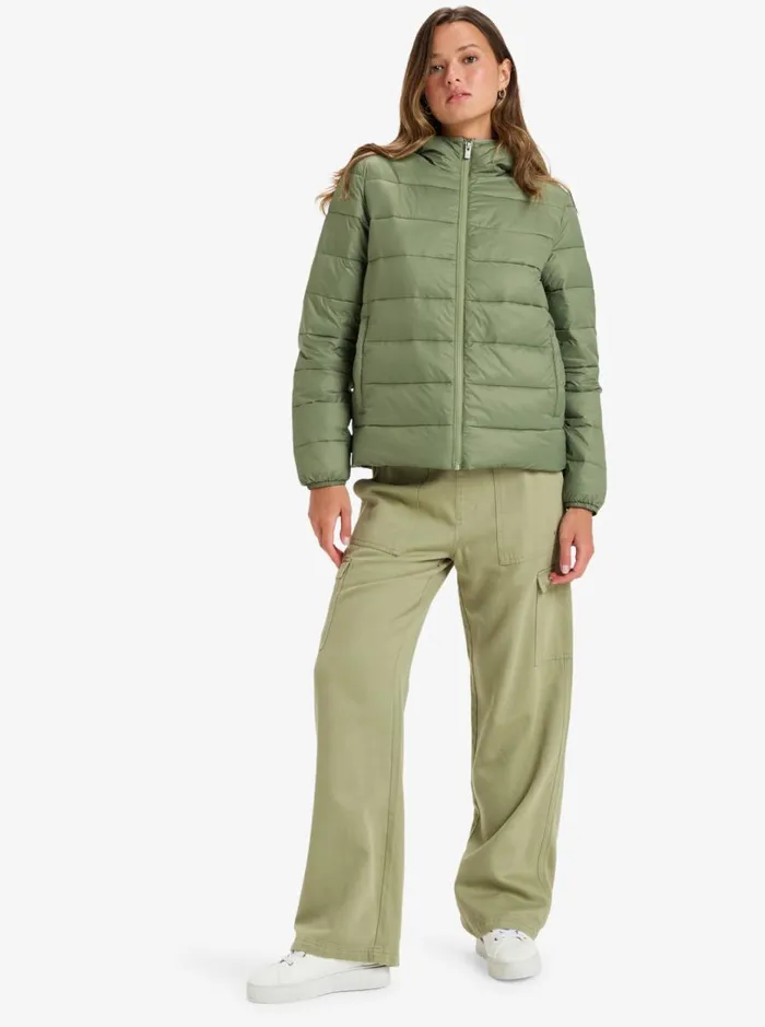 Wind Bliss 8211 Hooded Padded Jacket Oil Green WomenKids Roxy Jackets and Coats