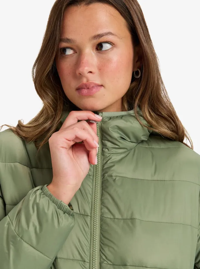 Wind Bliss 8211 Hooded Padded Jacket Oil Green WomenKids Roxy Jackets and Coats