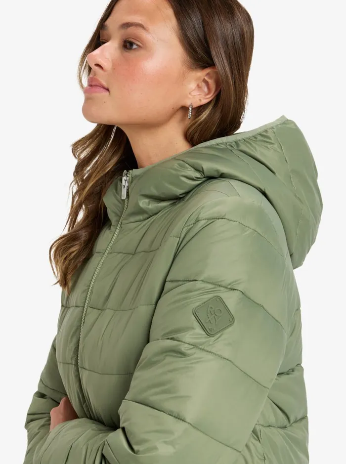 Wind Bliss 8211 Hooded Padded Jacket Oil Green WomenKids Roxy Jackets and Coats