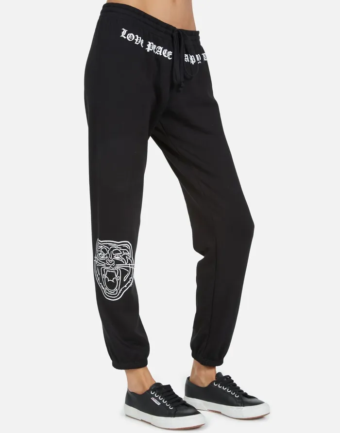 Winslet Crystal Tiger Head Black Women039s Lauren Moshi Long Sweatpants