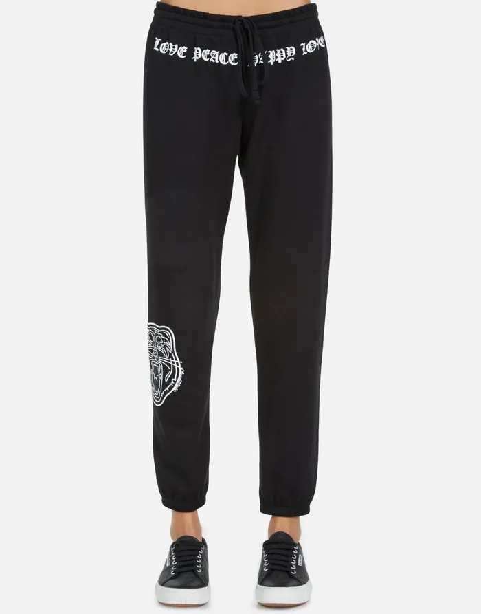 Winslet Crystal Tiger Head Black Women039s Lauren Moshi Long Sweatpants