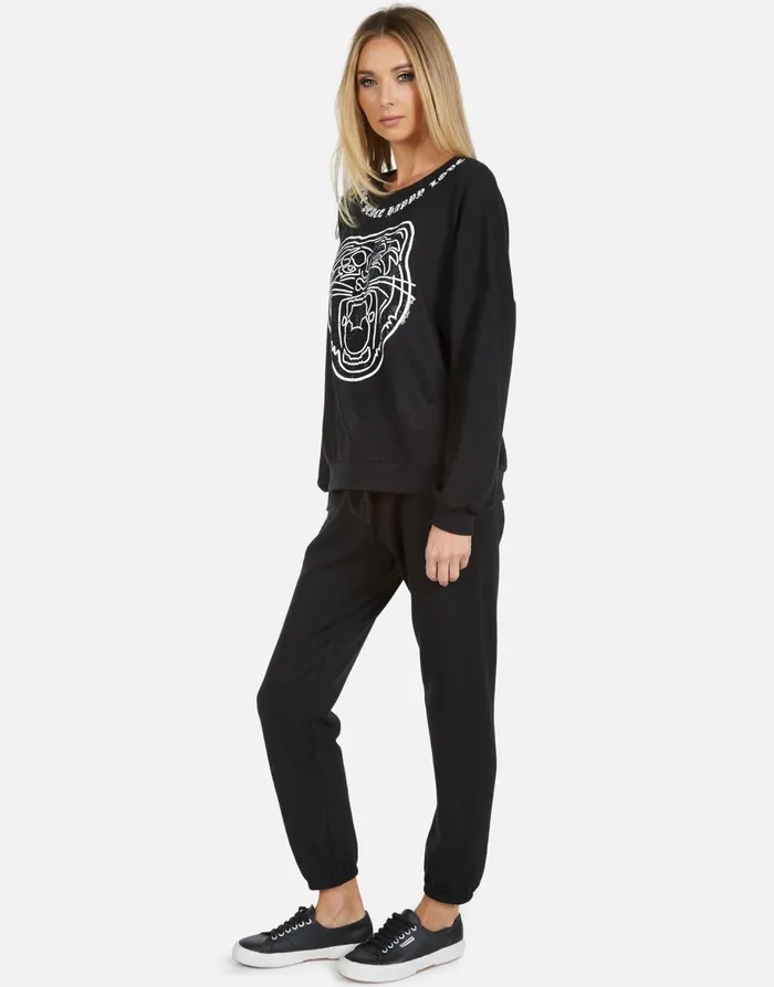 Winslet Crystal Tiger Head Black Women039s Lauren Moshi Long Sweatpants