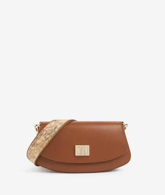 Winter Spirit Smooth Leather Flap Crossbody Bag Chestnut Woman Alviero Martini Crossbody Bags