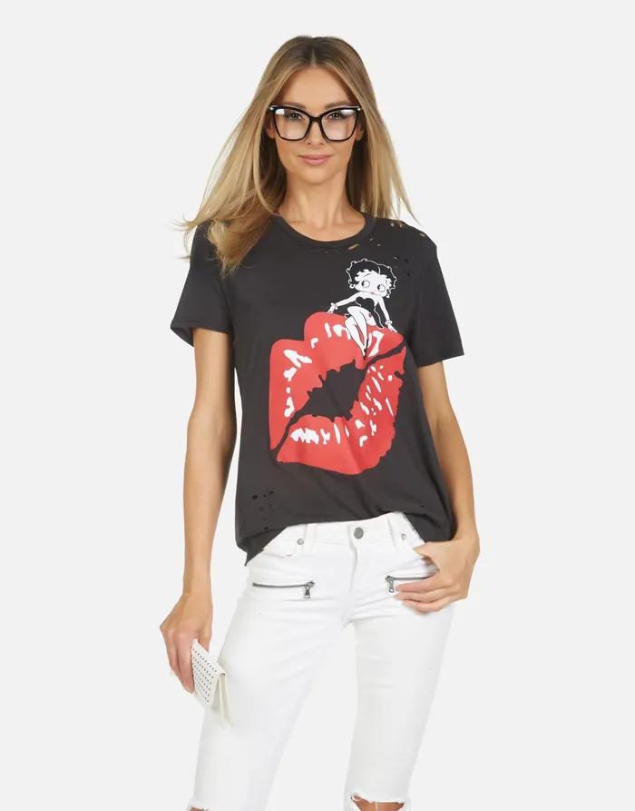Wolf Betty Boop Onyx Women039s Lauren Moshi Short Sleeve