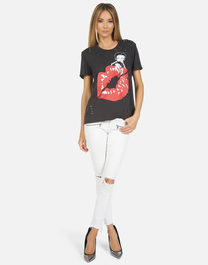 Wolf Betty Boop Onyx Women039s Lauren Moshi Short Sleeve