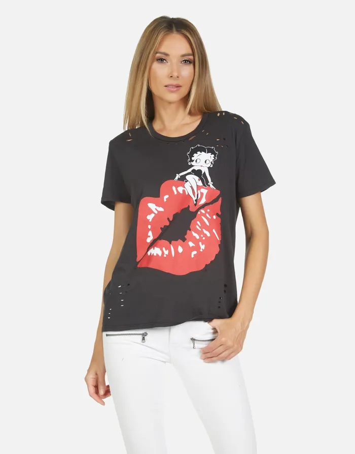 Wolf Betty Boop Onyx Women039s Lauren Moshi Short Sleeve
