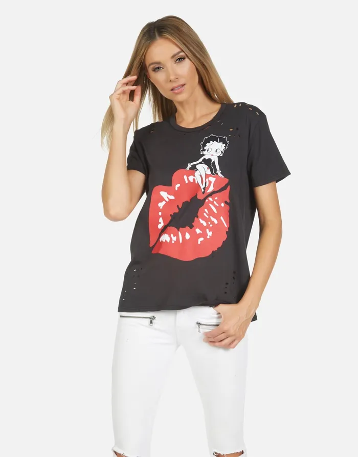 Wolf Betty Boop Onyx Women039s Lauren Moshi Short Sleeve