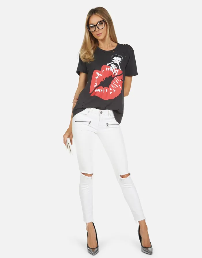 Wolf Betty Boop Onyx Women039s Lauren Moshi Short Sleeve