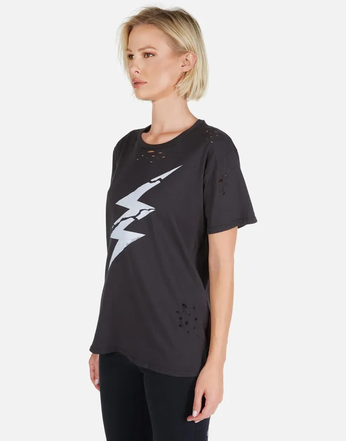 Wolf Cracked Lightning Bolt Onyx Women039s Lauren Moshi Short Sleeve