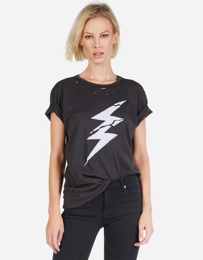 Wolf Cracked Lightning Bolt Onyx Women039s Lauren Moshi Short Sleeve
