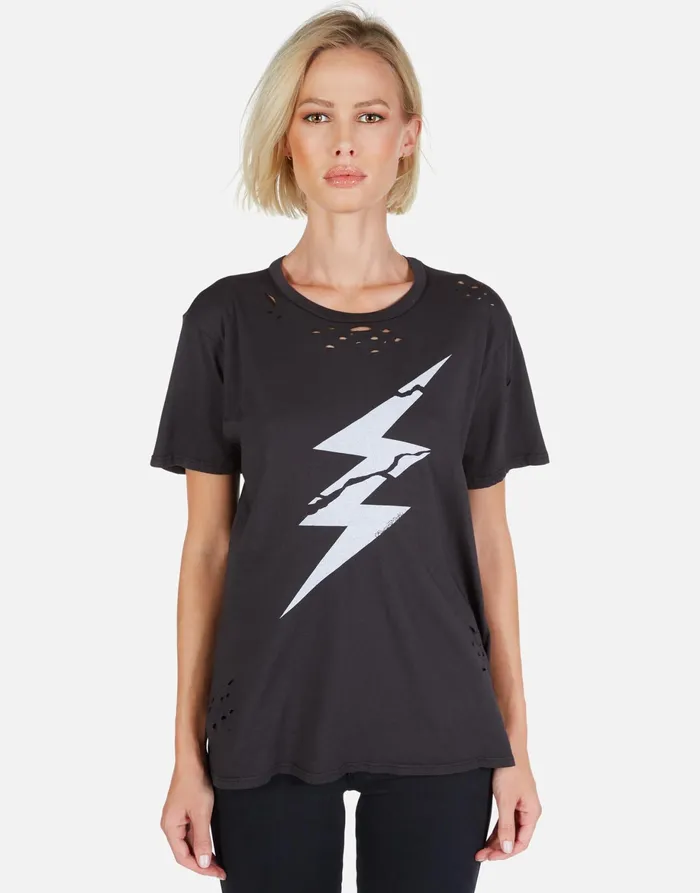 Wolf Cracked Lightning Bolt Onyx Women039s Lauren Moshi Short Sleeve