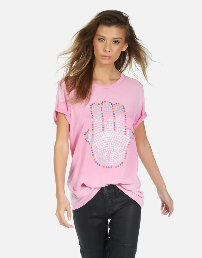 Wolf Hamsa Elements Party Pink Ombre Women039s Lauren Moshi Short Sleeve