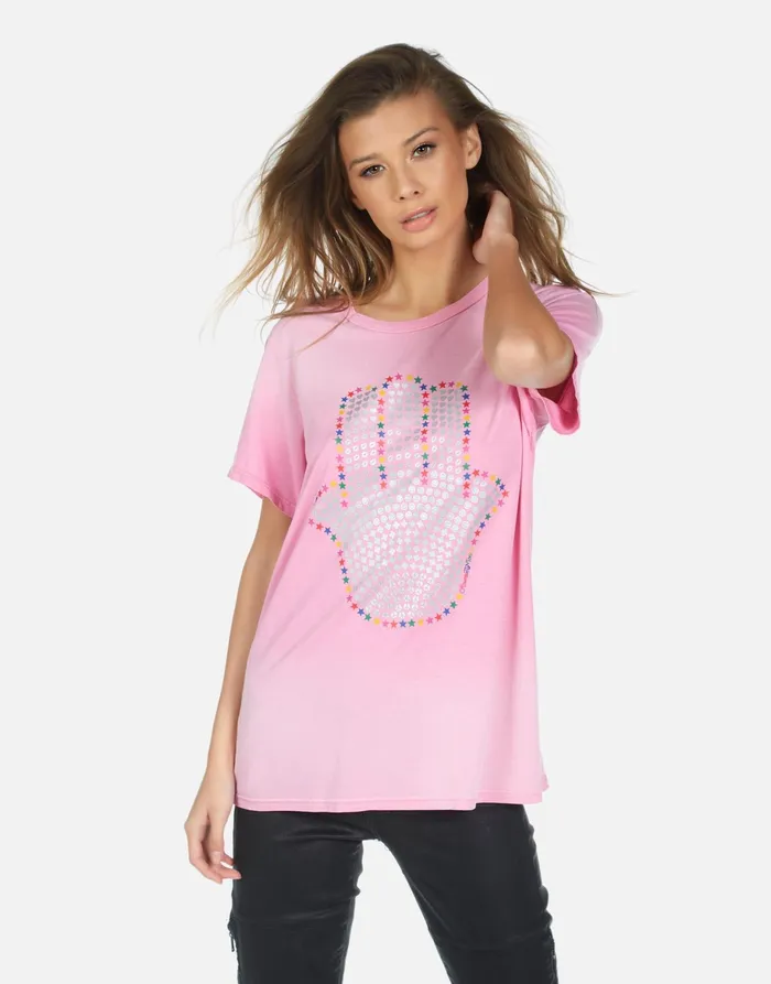 Wolf Hamsa Elements Party Pink Ombre Women039s Lauren Moshi Short Sleeve