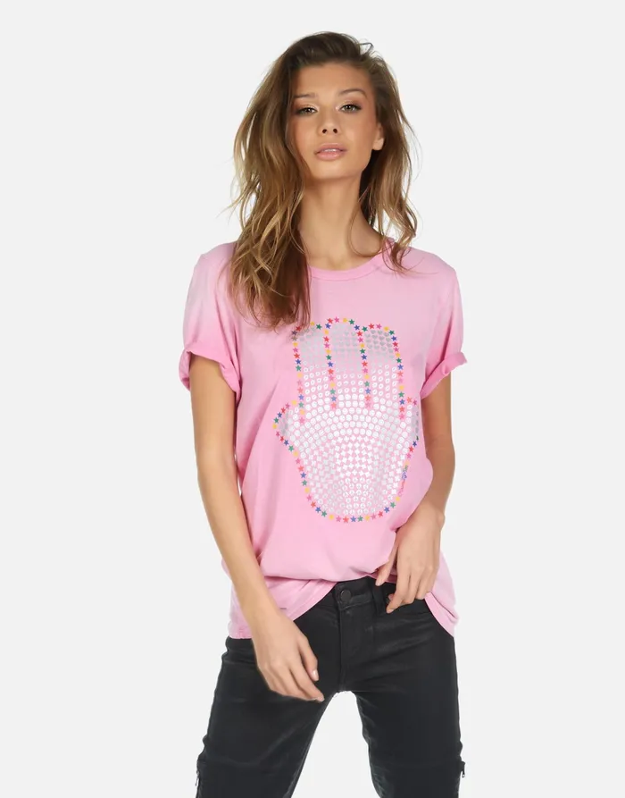 Wolf Hamsa Elements Party Pink Ombre Women039s Lauren Moshi Short Sleeve