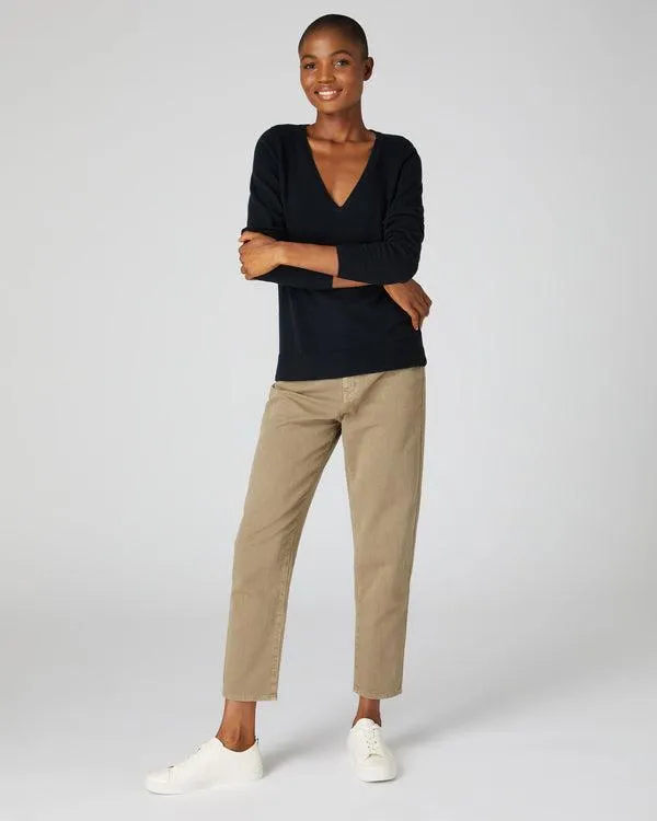 Women 007 Deep V Neck Cashmere JumperIn Black Black NPeal V Necks