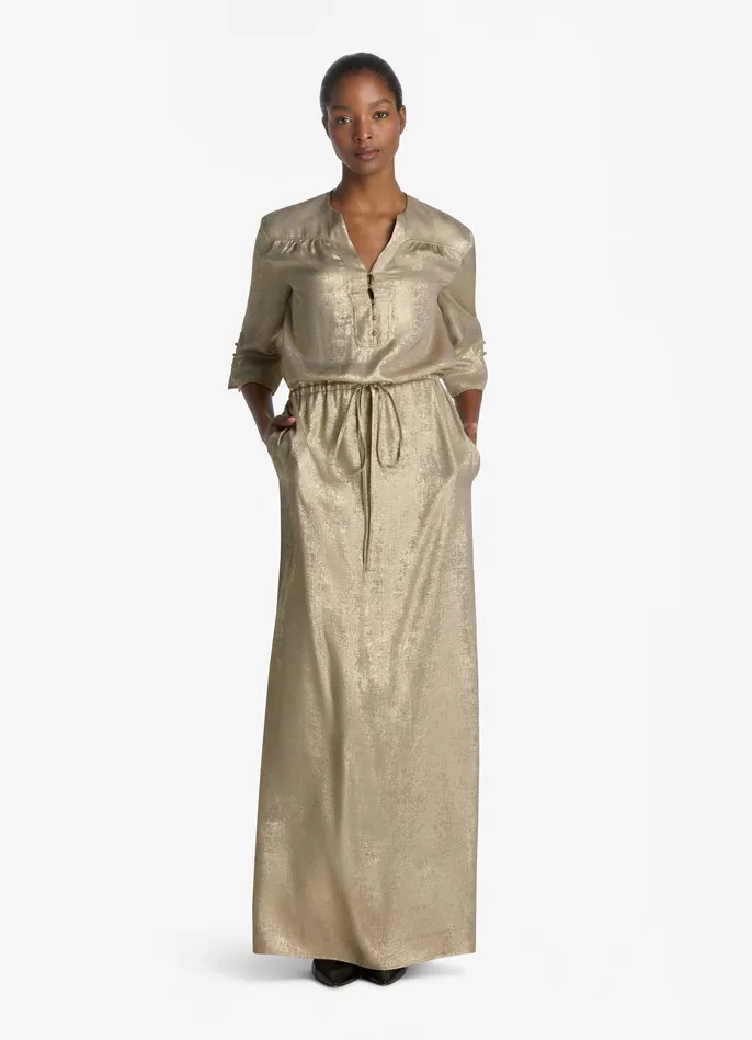 Women 34 Sleeve Metallic Gown Champagne St John Dresses Women 34 Sleeve Metallic Gown Champagne St John Dresses