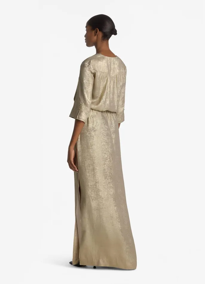 Women 34 Sleeve Metallic Gown Champagne St John Dresses Women 34 Sleeve Metallic Gown Champagne St John Dresses